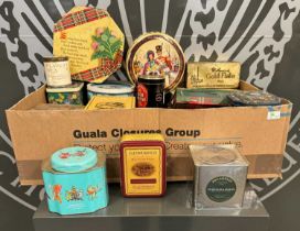 A box of vintage advertising tins to include examples by Rothmans Gold Flake No.1, Crawfords