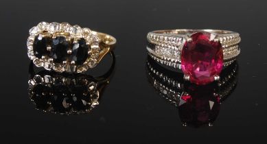 Two dress rings, to include an 18ct white gold, tourmaline and diamond set cocktail ring, set with