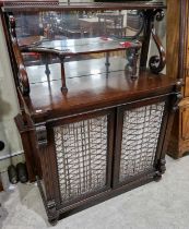 A 19th century mahogany mirror back chiffonier, the top with three quarter brass gallery supported