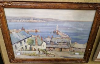 20th century School Boston Harbour oil, inscribed on mount lower left 17.5cm x 29cm, framed 34cm x