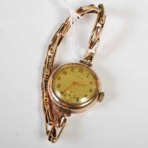 A vintage 9ct gold cased ladies Cyma wristwatch, with Arabic numeral dial and subsidiary seconds