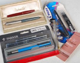 A vintage Parker 51 fountain pen in original box, an unopened Parker Vector fountain pen, an