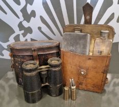 An early 20th century James Dixon & Sons, Sheffield campaign flask and sandwich tin in fitted