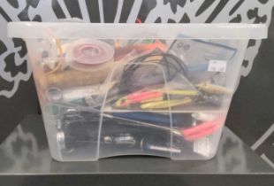 Fishing Interest - A box of miscellaneous fishing items to include lures, flies, spools, priest,