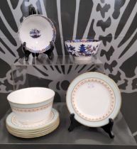 Six late 19th century Royal Worcester hand-painted side plates and matching bowl, the undersides