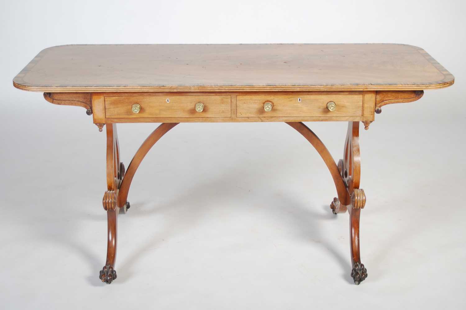 A Regency style mahogany and coromandel centre table, the rounded rectangular top above two frieze - Image 8 of 8