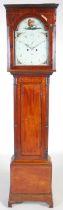 A George III mahogany and boxwood lined longcase clock, the enamelled dial with Arabic numerals,