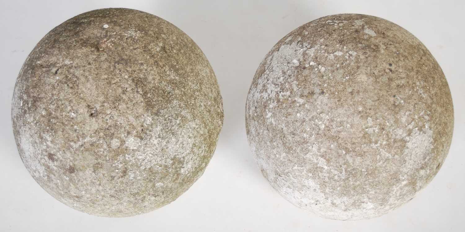 A pair of Architectural stone ball finials, approximately 35cm diameter. - Image 3 of 5