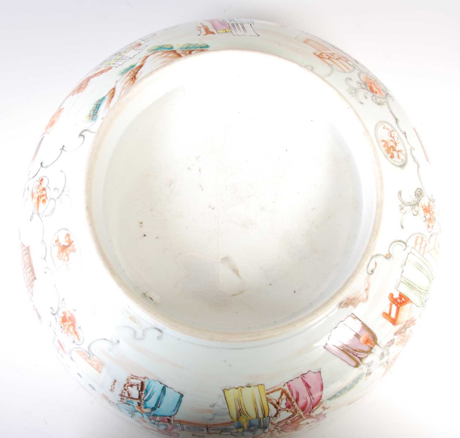 A Chinese porcelain famille rose punch bowl, Qing Dynasty, the interior decorated with peony - Image 9 of 9