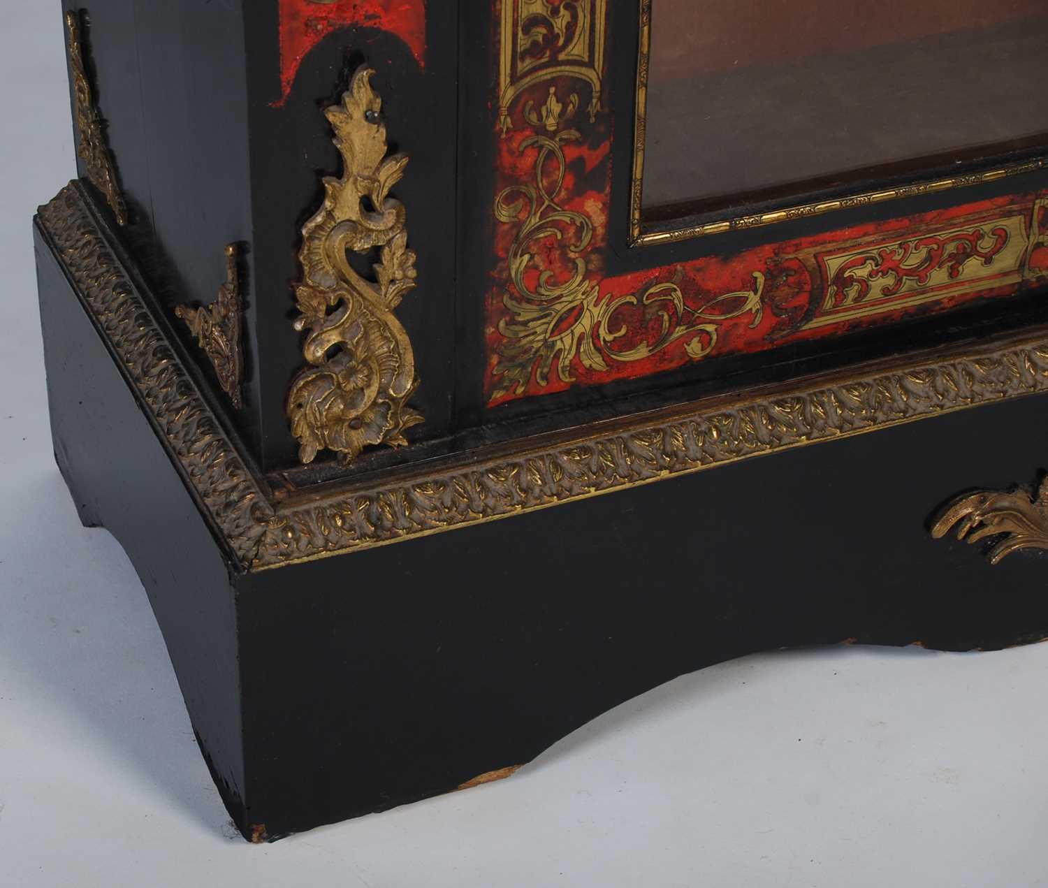 A pair of 19th century ebonised Boulle pier cabinets, the rectangular tops above plain frieze - Image 5 of 7