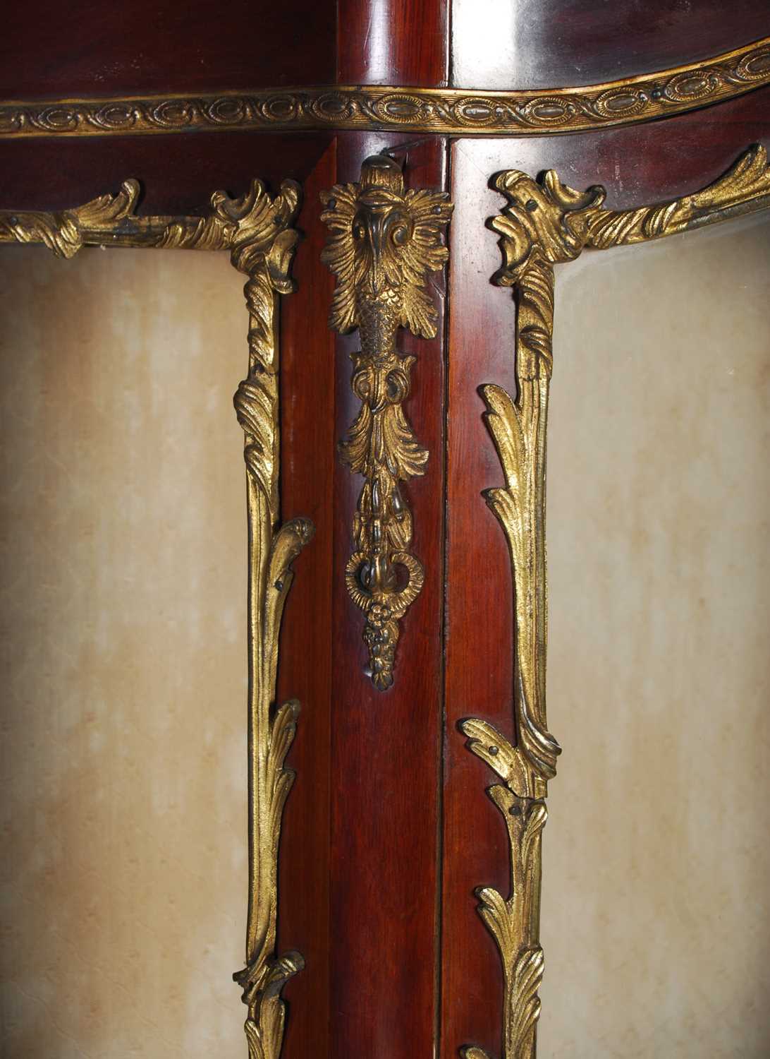 A late 19th century French mahogany and gilt metal mounted display cabinet, the moulded cornice - Image 2 of 8