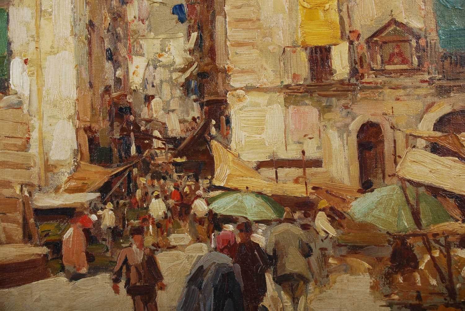 P. Yani (late 19th/ early 20th century) Entrance to the Market oil on canvas, sigened lower left and - Image 4 of 6