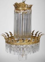 A good quality 20th century brass and cut glass four-light chandelier, 65cm high (excluding chain
