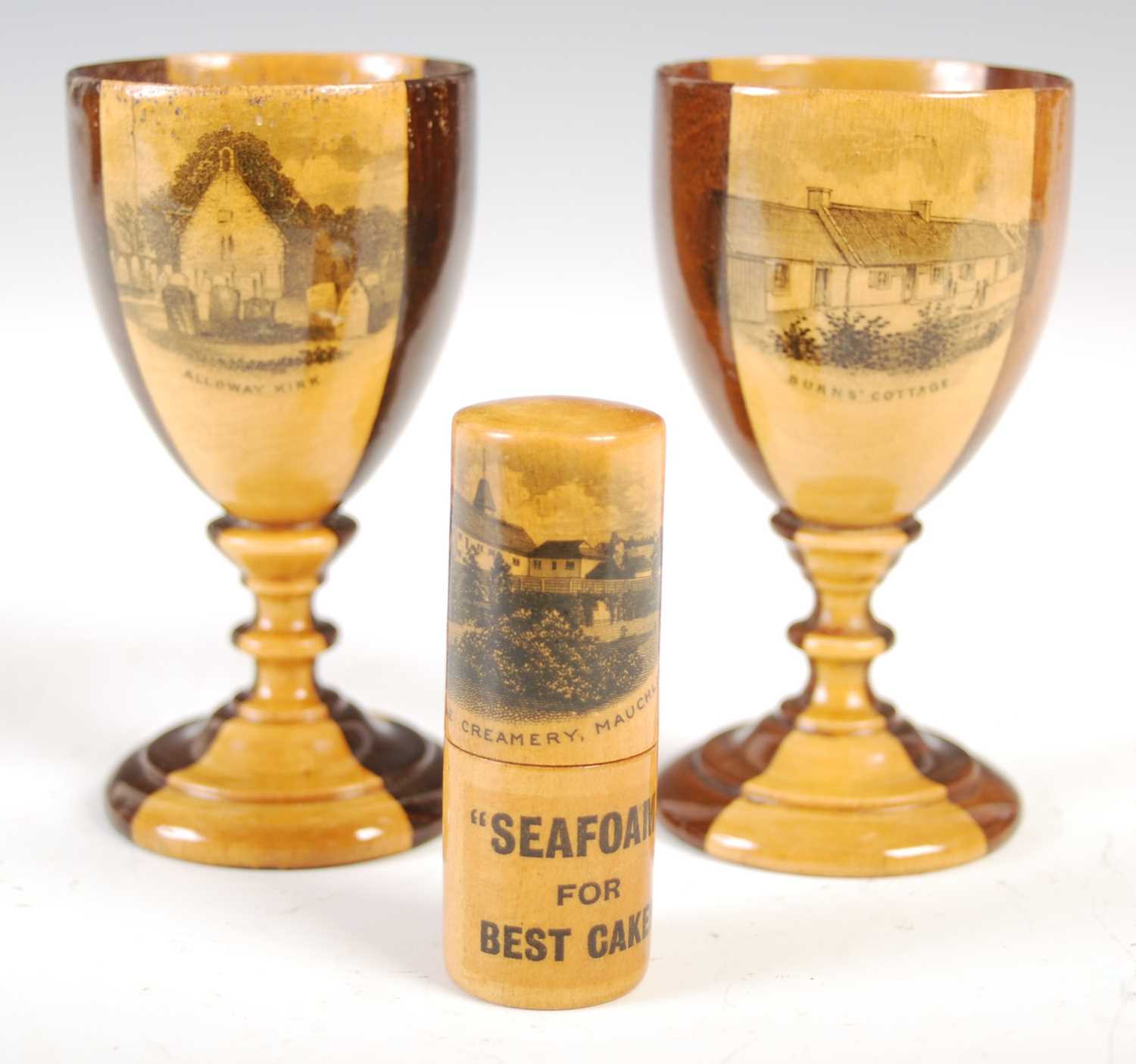 A collection of Mauchline Ware, to include four napkin rings, two decorated with 'Glasgow Green' and - Image 4 of 8