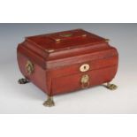 Daw, 30 Cheapside, a Regency red leather and gilt metal bound sarcophagus shaped ladies writing /