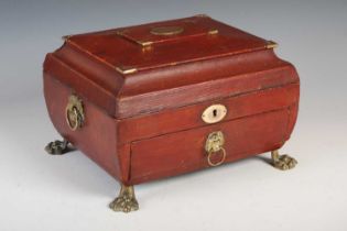 Daw, 30 Cheapside, a Regency red leather and gilt metal bound sarcophagus shaped ladies writing /