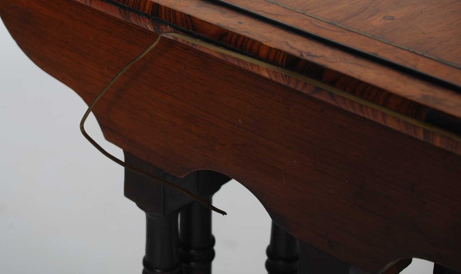 A 19th century quartetto of mahogany, ebony and brass lined occasional tables, the rectangular - Image 6 of 7