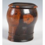 A Scottish lignum vitae baluster snuff mull of rich colour and patination, with pull-off cover and