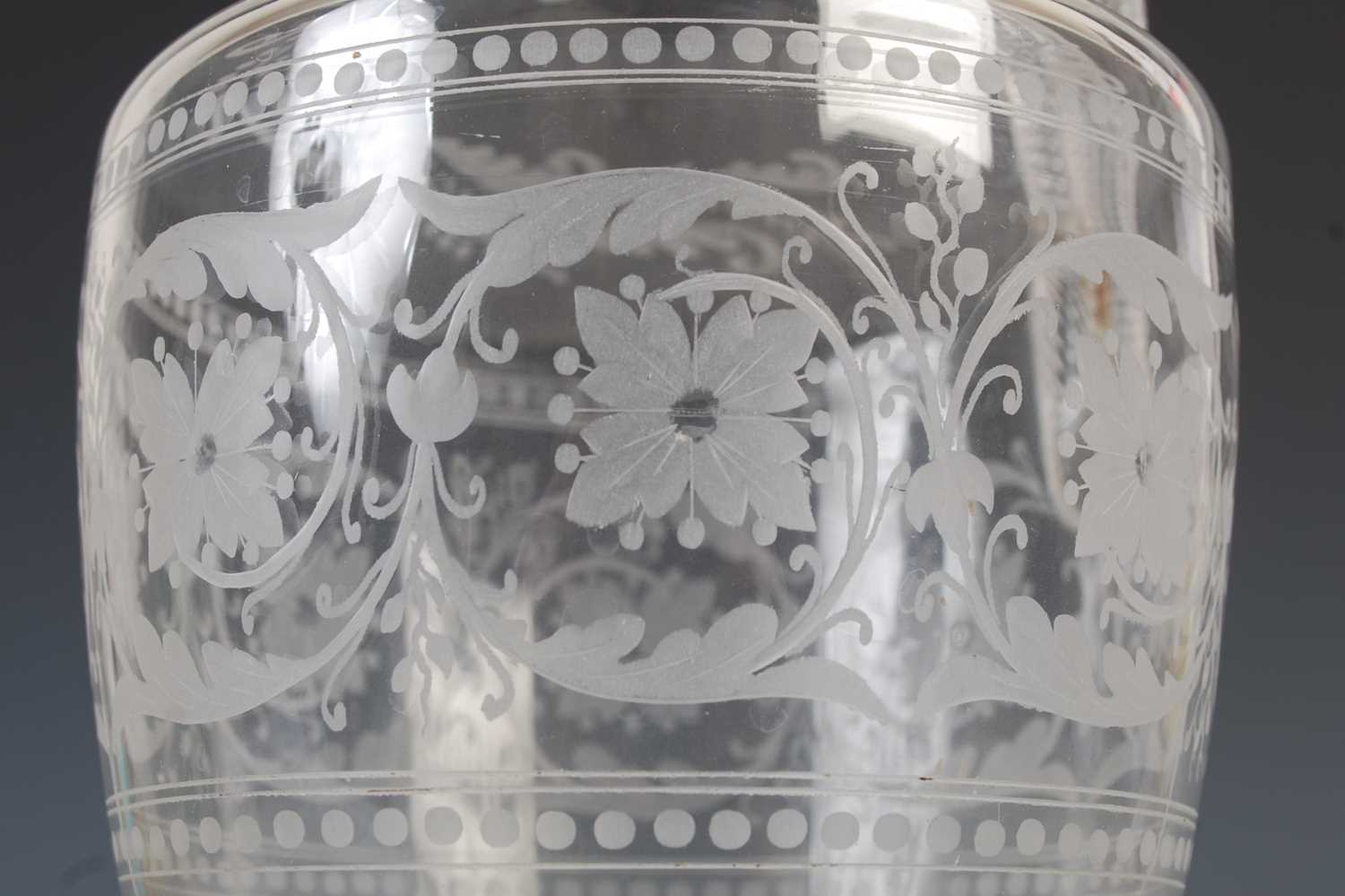 A 19th century glass ewer, probably Holyrood Glassworks, in the Roman style with double spiral - Image 4 of 5