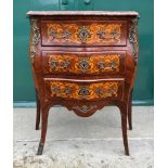 A Louis XV style kingwood, marquetry and gilt metal mounted commode, early 20th century, with