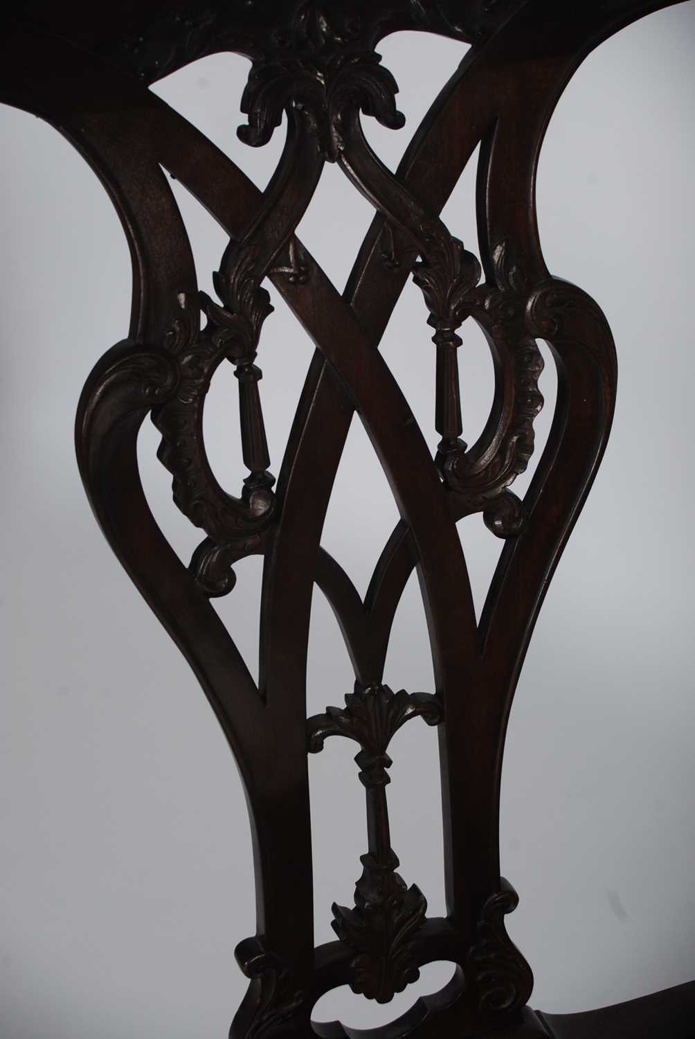 A pair of early 20th century George III style elbow chairs, the shaped top rail above a carved and - Image 3 of 7