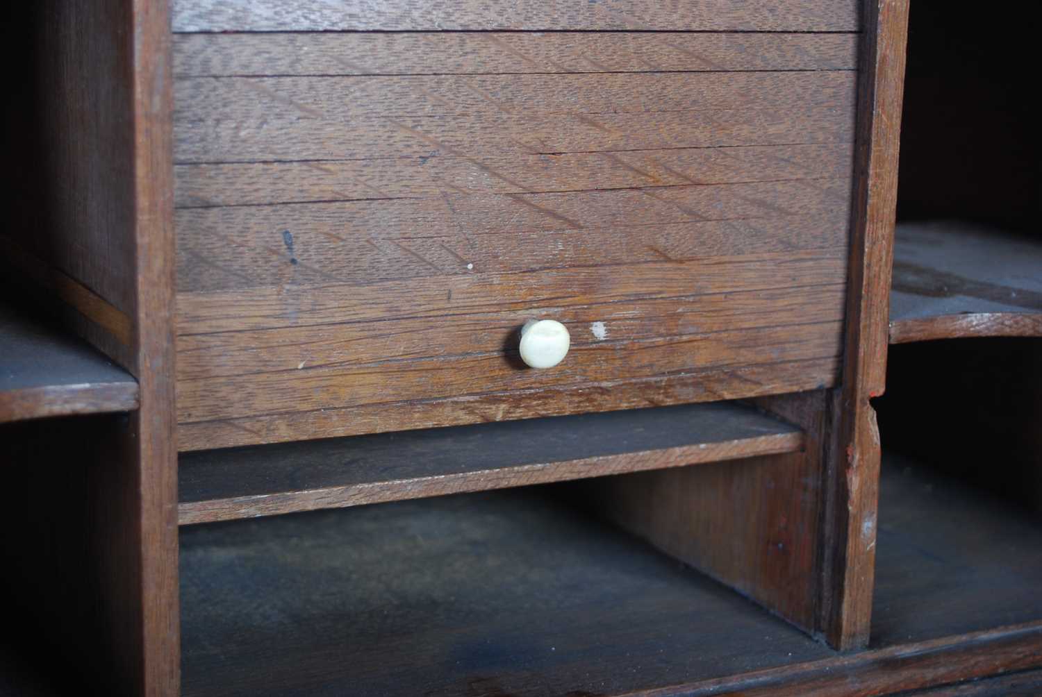 A late 18th century Dutch oak bombe bureau, the serpentine fall-front opening to a fitted interior - Image 10 of 11