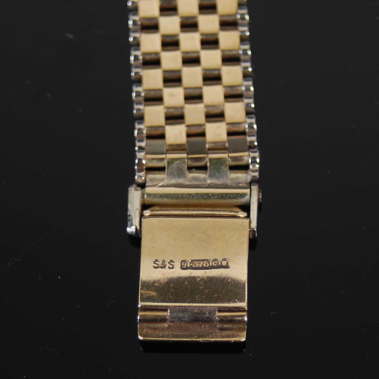 A 9ct gold and white metal diamond set cocktail watch, the silvered dial with baton numerals, within - Image 5 of 5