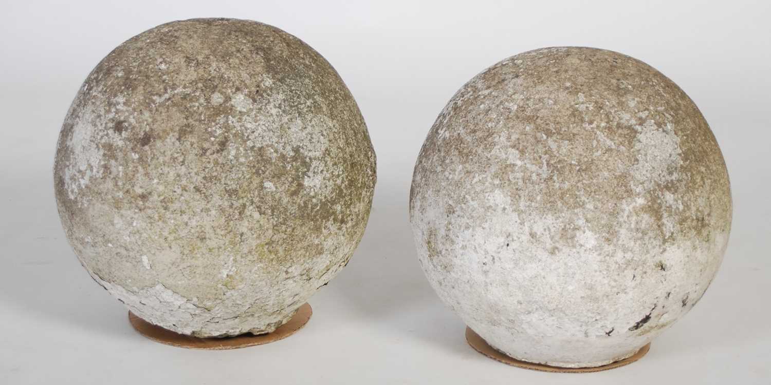 A pair of Architectural stone ball finials, approximately 35cm diameter. - Image 2 of 5