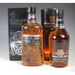 Two boxed bottles of Highland Park 12yr old single malt Scotch whisky, comprising boxed Viking