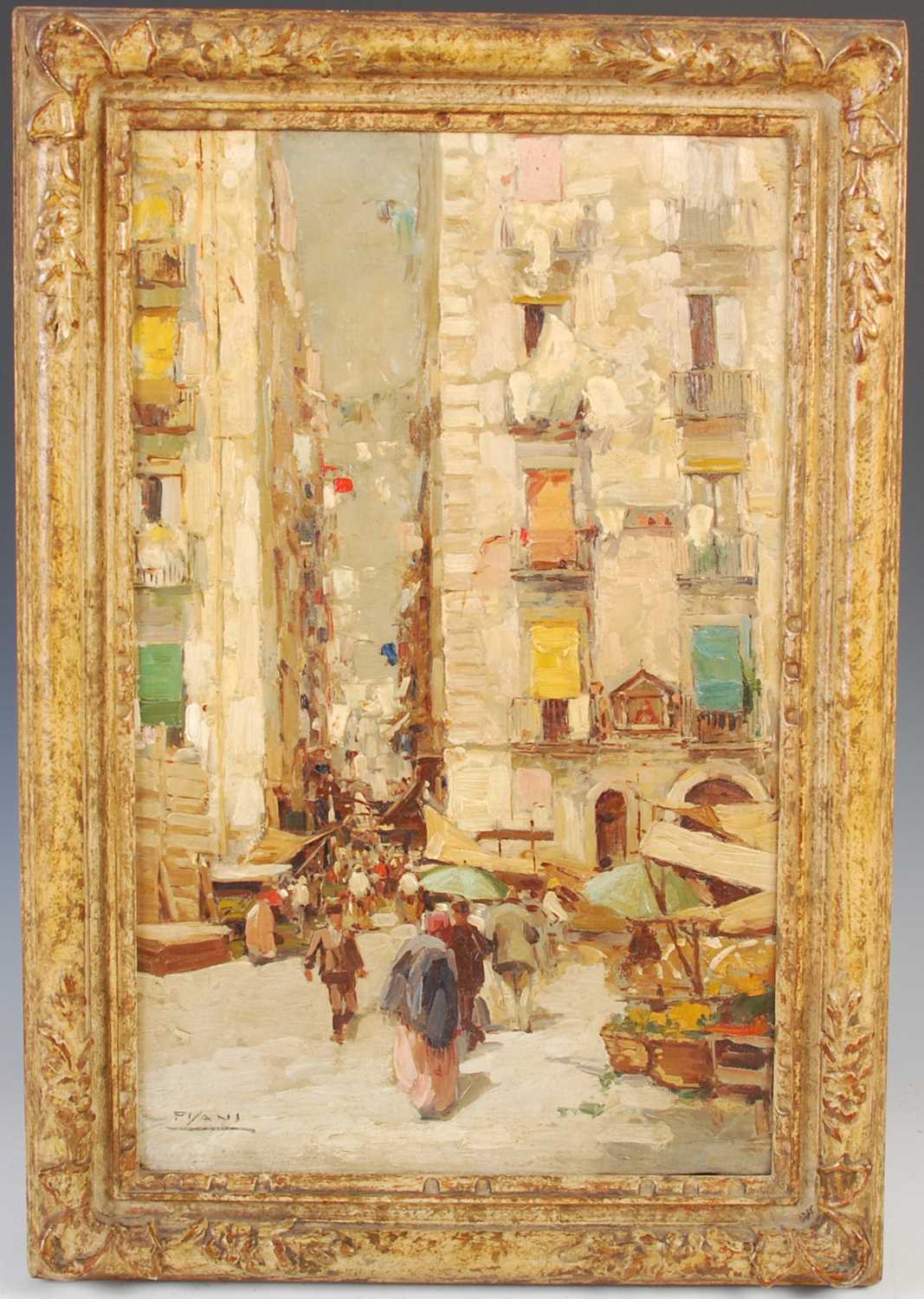 P. Yani (late 19th/ early 20th century) Entrance to the Market oil on canvas, sigened lower left and - Image 2 of 6