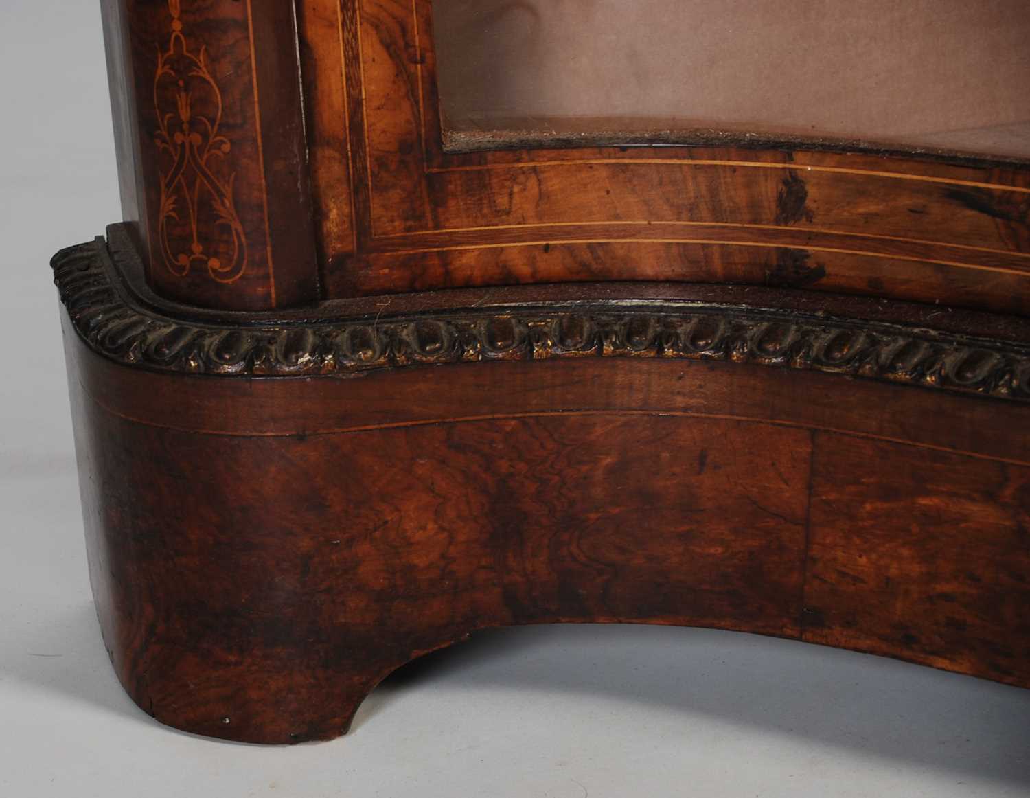 A 19th century walnut, marquetry and gilt metal mounted credenza, the shaped top above a plain - Image 4 of 6