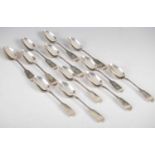 A set of twelve Victorian silver teaspoons, Glasgow, 1854, makers mark of M&C, fiddle pattern,