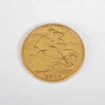 A George VII gold sovereign, dated 1910.