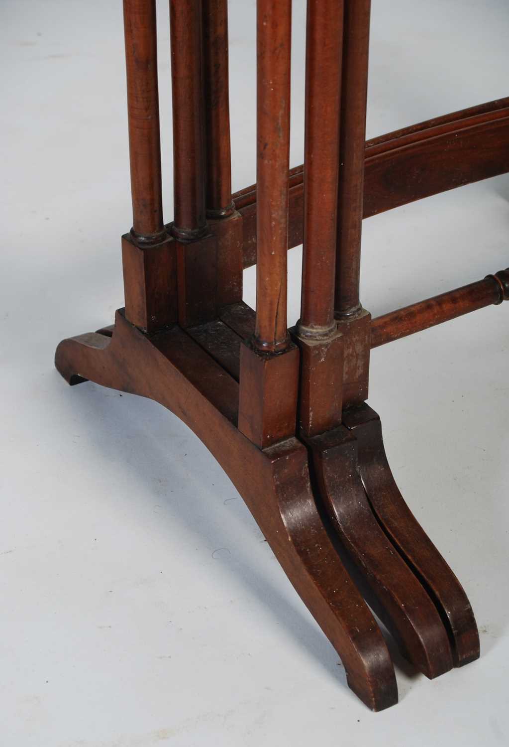 A nest of three George III style satinwood and rosewood banded occasional tables, the rectangular - Image 4 of 5