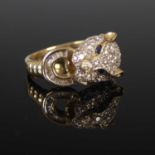 A 9ct gold gem set panther ring, size 'M', gross weight 5 grams.