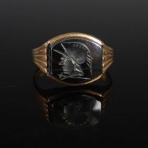 A 9ct gold signet ring, size 'P', gross weight 3.8 grams.