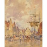 James Watterson Herald (1859-1914) A Village harbour scene, possibly Arbroath watercolour, signed