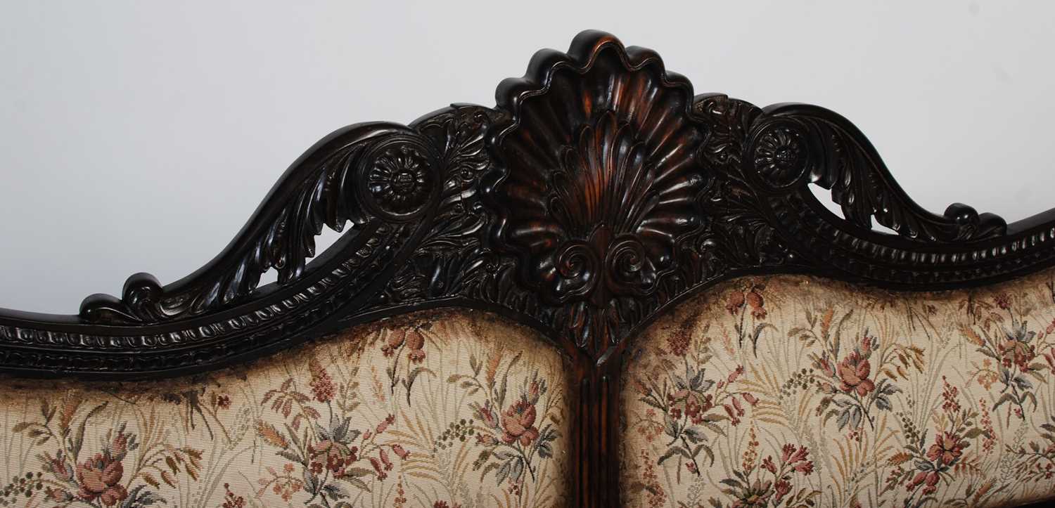 A 19th century Anglo-Indian coromandel sofa, the upright back centred with a shell carved motif - Image 2 of 7