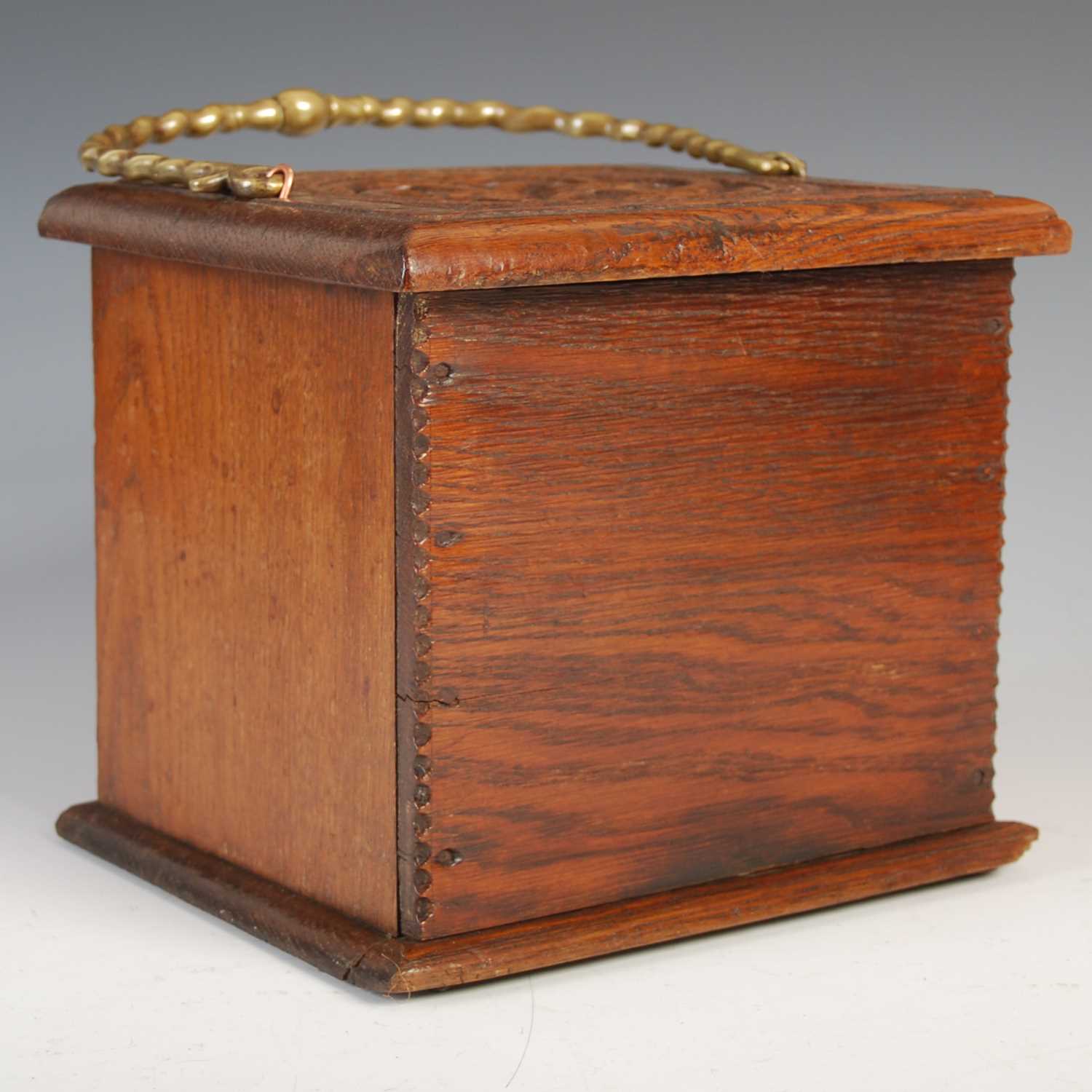 An early 19th century Dutch, Friesland, foot warmer, of rectangular form with top carved and pierced - Image 2 of 4