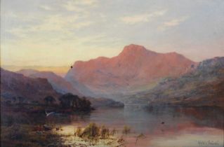 Alfred De Breanski (fl.1869-1893) 'Crummock Water' Evening oil on canvas, signed lower right,