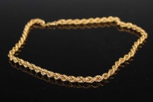 A 9ct gold rope twist necklace, 38.5cm long, 7.6 grams.