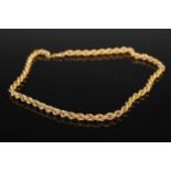 A 9ct gold rope twist necklace, 38.5cm long, 7.6 grams.