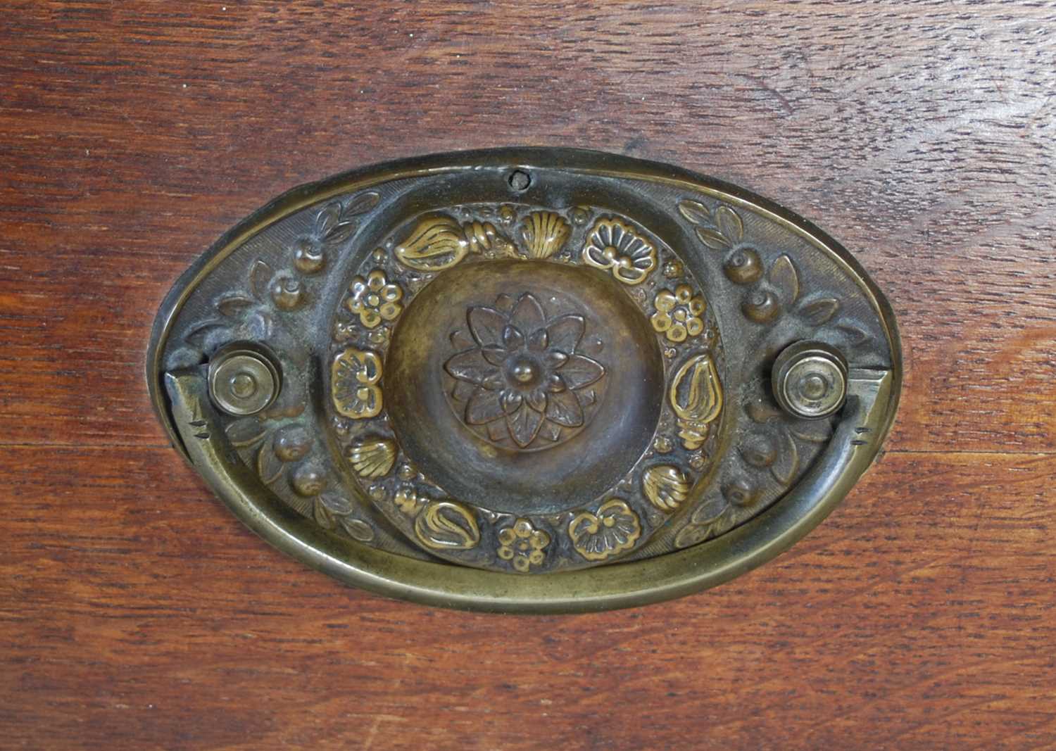 A late 18th century Dutch oak bombe bureau, the serpentine fall-front opening to a fitted interior - Image 5 of 11