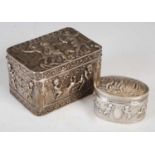 A Continental silver casket, import marks for Chester, 1902, maker BM, the hinged cover with