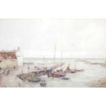 John Terris R.S.W. R.I. (1865-1914) Fishing boats in harbour watercolour, signed lower left 47cm x