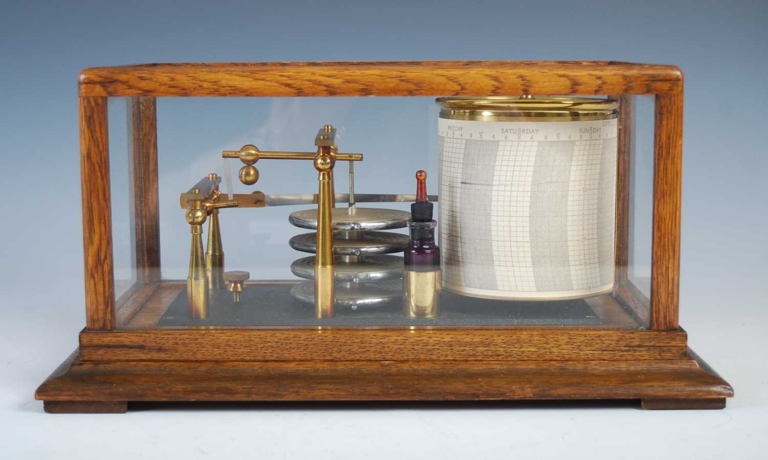 Negretti & Zambra, London, an oak cased barograph, No.R/11542, 33.5cm wide x 16.5cm high x 19cm - Image 5 of 5