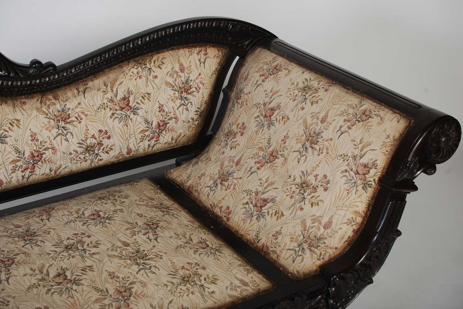 A 19th century Anglo-Indian coromandel sofa, the upright back centred with a shell carved motif - Image 6 of 7