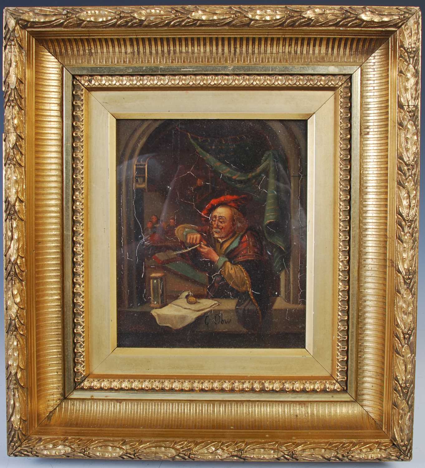 G. Dow (late 19th/ early 20th century) The Violinist and another, The Scholar, a pair oils, signed - Image 6 of 8