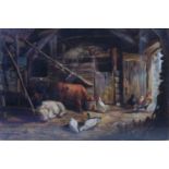 Joseph Denovan Adam RSA RSW (1842-1896) A Crofters Byre, No.4 oil on canvas, signed lower left,