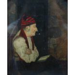 Attributed to James Giles RSA (1801-1870) Elderly male seated smoking a pipe, and another Interior